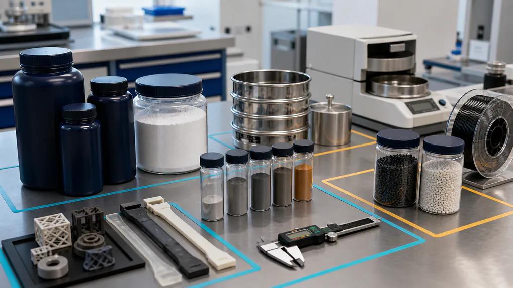 Unbranded additive manufacturing resins, powders, filaments and pellets arranged for quality-control review